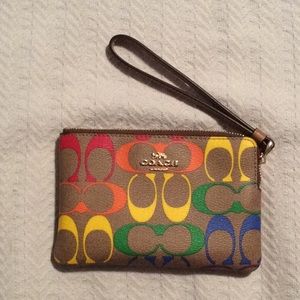 Coach Pride rainbow zip wristlet